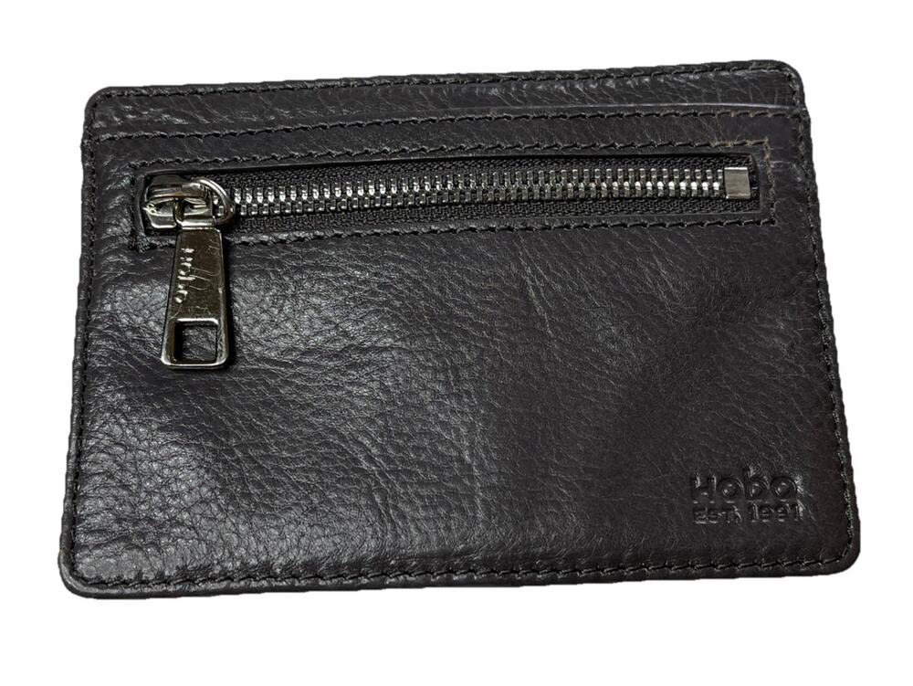 HOBO International Gray Leather Card Holder ID Coin Purse